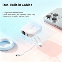 Nouvelle mini batterie externe électronique 10000 mAh, mince et portable, avec câble USB-C, Powerbanks 10000 mAh