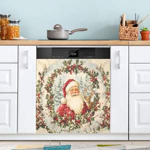 Housse magnétique personnalisable pour réfrigérateur de Noël « Let It Snow » – Décoration de cuisine avec bonhomme de neige et cardinal rouge – Protection magnétique pour lave-vaisselle - Product Image 3