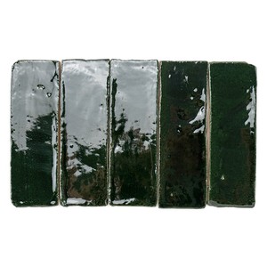 Bote de azulejos Vitri de 5x15 cm, verde esmaltado, con borde irregular, para pared y suelo - Product Image 1