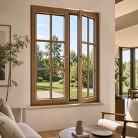 Fenêtre Moderne en Bois Revêtu d'Aluminium Arqué, Fenêtre à Volets Ouvrants en Forme de Soleil, Isolation Thermique, Double Vitrage Composé, Verre Trempé, Chambre, Villa 105