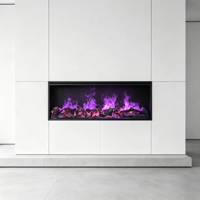 Cheminée électrique à vapeur d'eau 3D de 80 pouces avec flamme LED, contrôlée par application intelligente, économe en énergie, insert de luxe pour foyer français