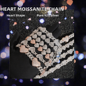 Nuevas cadenas cubanas con eslabones de corazón, moissanita GRA VVS, plata 925, joyería fina de hip hop, collar unisex certificado. - Product Image 2