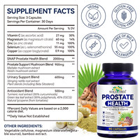 SOLOTREE OEM 90 Capsules Complément de Soutien de la Prostate pour Hommes Mélange de Champignons pour les Voies Urinaires Palmier Nain + 10 Herbes Vitamines