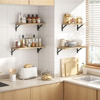 Plateaux de rangement flottants en pin [Rustique/Moderne] avec logo personnalisé/en gros, ensemble mural [3/6] en acier inoxydable pour chambre et salon