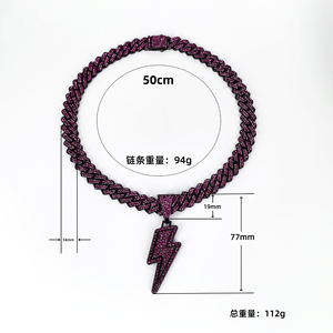 Stile Hip-hop viola fulmine diamante Guba ciondolo a catena per gli uomini europeo americano popolare placcato in oro lega regalo per bambini - Product Image 3