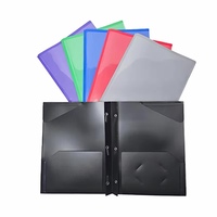 Dossiers en plastique robustes avec poche frontale transparente, dossiers à 2 poches avec perforation à 3 trous, couleurs assorties, lot de 8, logo personnalisé