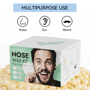 Kit de cera depilatoria Waxkiss para depilación nasal, granos de cera con aplicadores, pegatinas para bigote, cera depilatoria portátil en granos. - Product Image 5