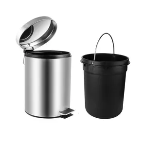 Prix bon marché poubelle à pédale ronde à fermeture silencieuse cuisine salle de bain poubelle en acier inoxydable à commande au pied