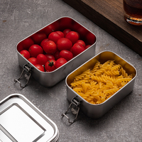 Boîte à lunch Bento rectangulaire en acier inoxydable 304 de qualité alimentaire Pennyson, capacité 0-3L, hermétique et anti-fuite, avec couvercle en acier inoxydable