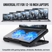 Tapis de refroidissement pour ordinateur portable de jeu avec deux ventilateurs silencieux | Support réglable en métal avec ports USB pour ordinateur portable de 15.6 à 17.3 pouces