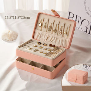 New Arrival Rectangular 2-Layer Lockable Jewelry Storage <b>Gift</b> <b>Box</b> Simple Modern Waterproof PU Leather Velvet Custom Logo - Product Image 5