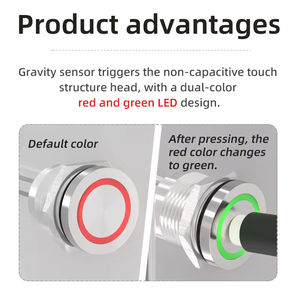 Interrupteur piézoélectrique HBAN en acier inoxydable, étanche IP68, bouton poussoir éclairé 6-24V ACDC avec plage de détection de 1-5mm pour panneau de commande - Product Image 4