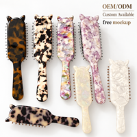 Nouvelle Brosse à Cheveux en Acétate Imprimé Écaille de Tortue avec Oreilles de Chat Mignonnes, Personnalisable (Logo OEM/ODM) pour Soin Quotidien des Cheveux des Femmes