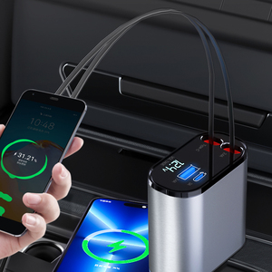 4 in 1ที่ชาร์จในรถ100W สาย USB อะแดปเตอร์ที่จุดบุหรี่ในรถแบบยืดหดได้สาย USB Type C ชาร์จเร็วสำหรับโทรศัพท์มือถือ - Product Image 3