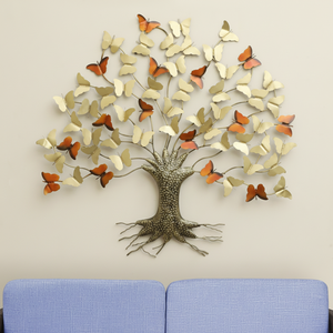 Décoration murale en métal sur le thème des arbres, décoration d'intérieur de haute qualité, belle décoration murale suspendue en métal en laiton, aluminium, fer - Product Image 1