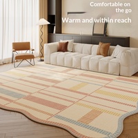 Alfombra de Salón de Estilo Americano, Ligera y de Lujo, Sensación Premium, Resistente a las Manchas, de Bajo Mantenimiento, Antideslizante, Impermeable, con Patrón Geométrico