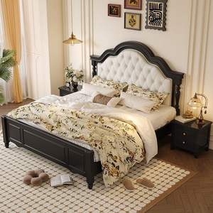 Giường ngủ gỗ nguyên khối phong cách Mỹ cổ điển, giường đôi 1,8 mét dành cho phòng ngủ chính, nội thất hiện đại tối giản - Product Image 3