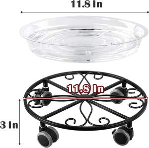 Support de fleurs en fer roulettes robustes support en métal accessoire plateau roulant support de plante rouleau en métal Pot de fleur - Product Image 6