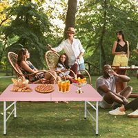 Table de camping longue IUNNDS pour l'extérieur, table à manger, 4 pieds, en plastique HDPE, pliable et portable