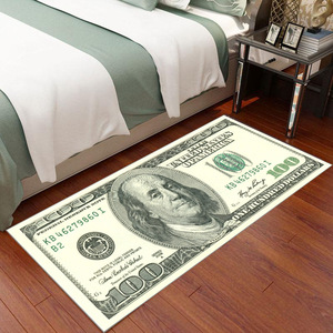 Poliéster personalizado 100 dólares, diseño único impreso forma de dólar de EE. UU. antideslizante Puerta de bienvenida alfombra personalizada alfombra en línea/ - Product Image 1