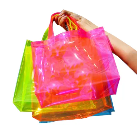 אופנה החוף פשוט אופנה קניות מתנה tpu צבע עמיד למים ג 'לי שקופים פלסטיק ברור pvc