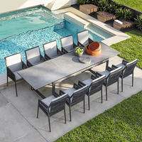 MX extérieur patio rotin salle à manger ensemble 10 chaises longue table moderne design européen avec blanc noir style hôtel adapté fait métal
