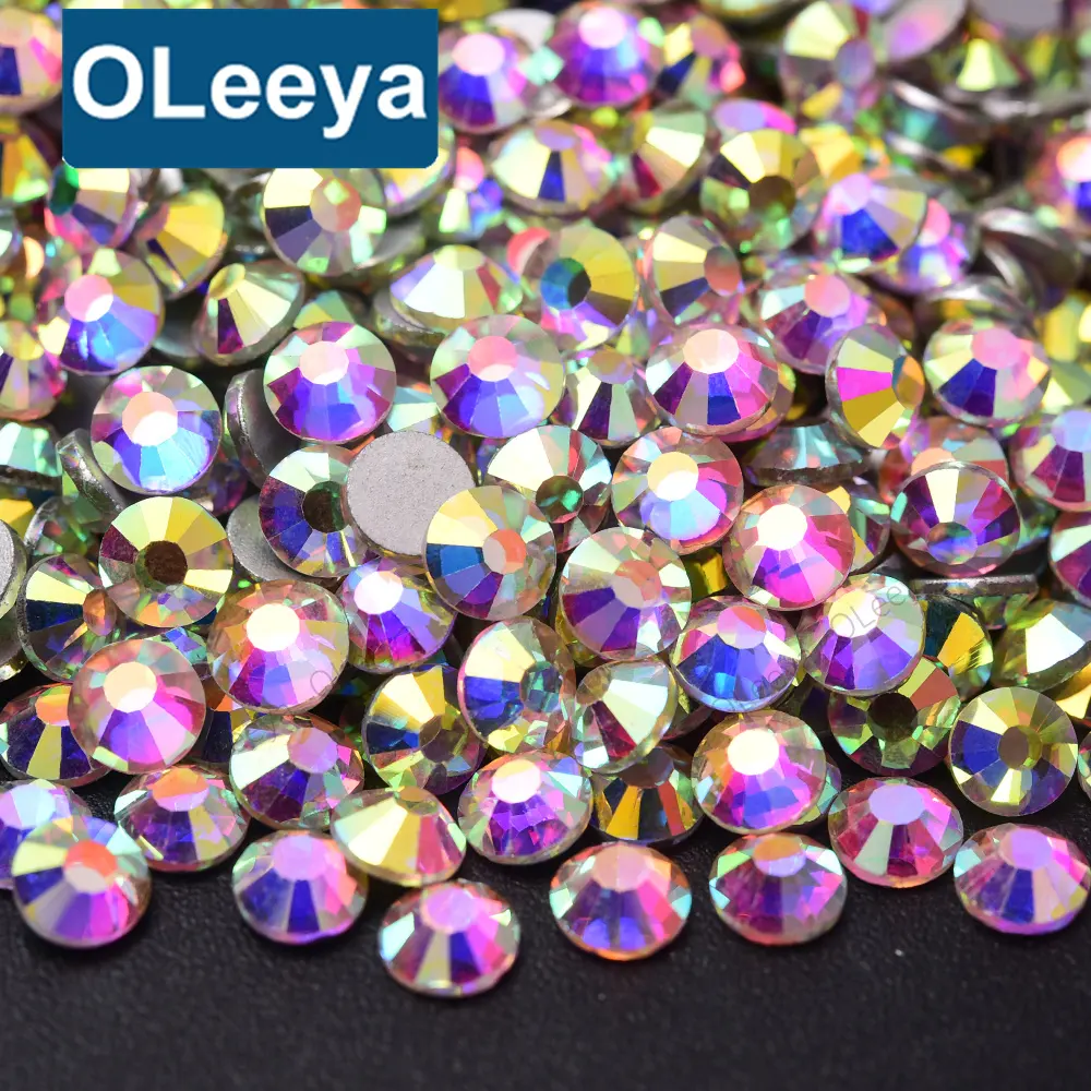 Factory Wholesale Large bulk Glass Stones Flat Back Cold Fixation Non Hot Fix Crystal AB Rhinestones for Nails Tumblers DIY