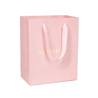 Personnalisez le grand sac cadeau à provisions en papier rose pour vêtements avec poignée pour votre propre logo