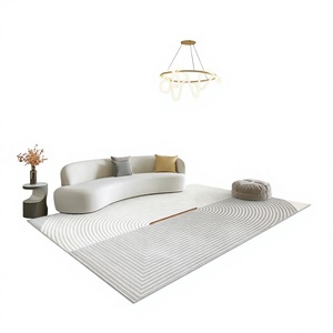 Tapis rectangulaire moderne en polypropylène gris foncé 360 x 220 cm, antidérapant, tissé, pour salon - Product Image 4