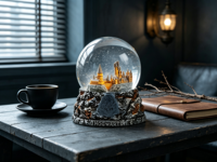 Globe à neige 3D personnalisé avec photo, château en résine fait main, globe à eau en verre 10 cm pour cadeau de Noël VIP de marque