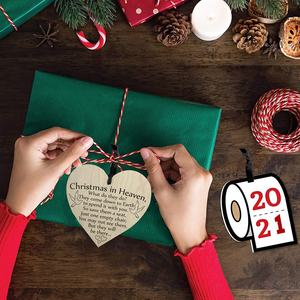 12 pièces ornements de Noël au paradis plaque commémorative en bois suspendu arbre de Noël ornement en forme de coeur Noël au paradis - Product Image 5