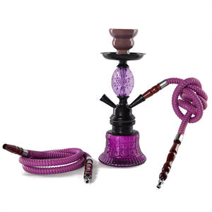 Portabel ungu Arab mewah KTV Bar Hookah High-End Pot kecil Shisha lampu LED kaca 2 Tabung Mini Chicha logam buram - Product Image 6