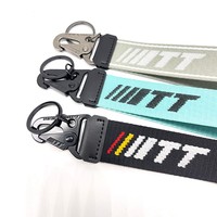 Dragonne courte personnalisée en jacquard avec logo de course, mousqueton en alliage robuste pour clés de voiture, moto et sac à dos