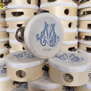 Tamborín de 4 pulgadas al por mayor con estampado de seda, <span class=keywords><strong>instrumento</strong></span> musical para bodas, fiestas e iglesias, tambor de mano de madera con diseño al por mayor - Product Image 5