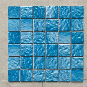 48*48mm Iridescent Glass Mixture Glazed Rough Swimming Pool Mosaic Tile