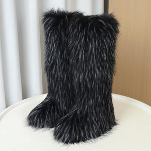 2026 Style Trendy Fashionable <b>Big</b> Size High-Heeled Flat Boots Winter Comfortable Warm Thick Fur Breathable Lightweight Thermal - Product Image 3