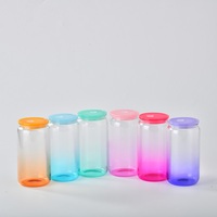 Gobelets à boire cool en stock 6 couleurs ombre mélangée couleur gelée 16 oz gobelets en plastique en forme de boîte avec couvercles en pp colorés