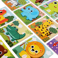 Puzzle en bois éducatif Montessori, blocs de construction, puzzle de dessins animés pour enfants