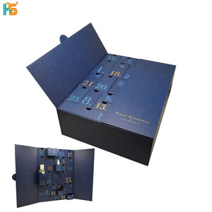 Boîte cadeau rigide <span class=keywords><strong>de</strong></span> luxe à double porte 24 12 jours <span class=keywords><strong>de</strong></span> Noël Avent emballage <span class=keywords><strong>de</strong></span> <span class=keywords><strong>beauté</strong></span> vide pour crème pour le visage gaufrage stratification mate - Product Image 1