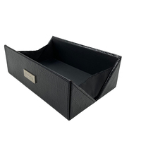 Plateau à bijoux en cuir PU Crocodile noir, boîte de rangement de bijoux à Double porte