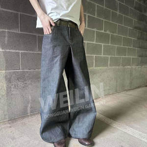 Produttore OEM di <span class=keywords><strong>Jeans</strong></span> Personalizzati a <span class=keywords><strong>Vita</strong></span> Alta in Denim Grezzo Selvedge, Pantaloni Larghi Oversize Super Baggy per <span class=keywords><strong>Uomo</strong></span> - Product Image 2