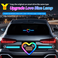 Lumière LED solaire pour vitre de voiture en forme de cœur, RVB arc-en-ciel néon, à ventouse, sans câblage, pour pare-brise arrière, décoration d'ambiance, USB