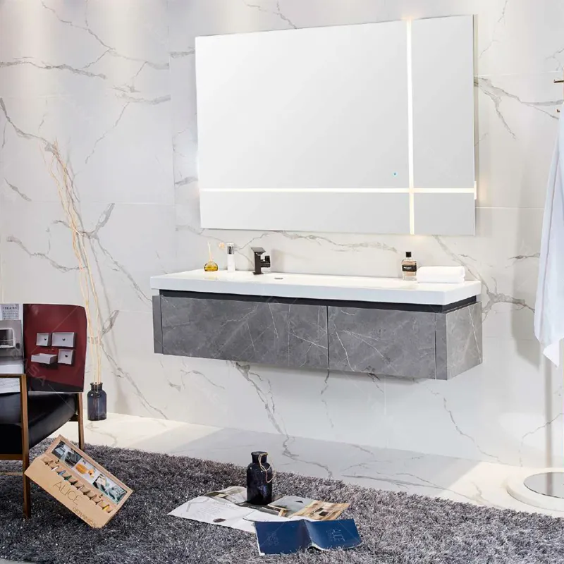 Tocador de baño de superficie sólida rectangular, mueble de tocador doble, Moderno