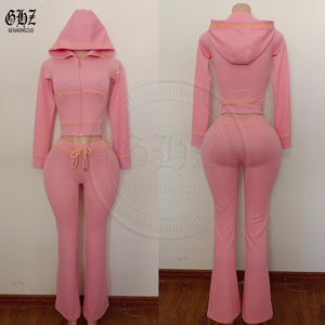 <span class=keywords><strong>Abbigliamento</strong></span> per San Valentino 2026, Set Personalizzato in Maglia a Nido d'Ape, Felpa con Zip <span class=keywords><strong>Rosa</strong></span> a Maniche Lunghe e Pantaloni a Zampa, Tuta da <span class=keywords><strong>Donna</strong></span> - Product Image 3