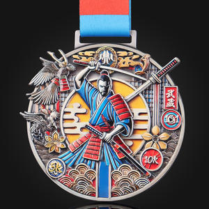 เหรียญรางวัลงานแข่งขันวิ่งแบบกำหนดเอง รูปทรงกลม ทำจากโลหะ ลายซามูไร 15 ปี ผลิตจากโรงงาน เหรียญทองที่ระลึก - Product Image 1