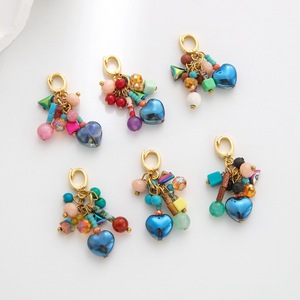 Breloque pendante multi-perles style bohème |   Pendentifs en pierre naturelle et cristal avec fermoir mousqueton en laiton plaqué or 18 carats pour la fabrication de bijoux DIY - Product Image 1