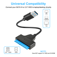 Câble adaptateur SATA USB 3.0 avec gaine en PVC et blindage en feuille d'aluminium pour transfert de données HDD/SSD 2,5 pouces – Convertisseur de disque dur externe