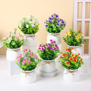 <span class=keywords><strong>Pot</strong></span> <span class=keywords><strong>en</strong></span> corde de jute avec plante artificielle <span class=keywords><strong>en</strong></span> forme de trompette, bonsaï, objet décoratif de bureau, ornement de fleur <span class=keywords><strong>en</strong></span> plastique - Product Image 1