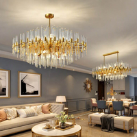 Lustre élégant en cristal doré, luminaire suspendu en forme de soleil, lampe suspendue de luxe à plusieurs niveaux pour hall d'hôtel, salon, villa, maison
