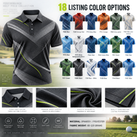 Polo de golf monochrome personnalisé pour homme, respirant, extensible dans les 4 sens, en jersey imprimé numériquement, coupe athlétique, idéal pour les équipes, clubs et tenues de villégiature